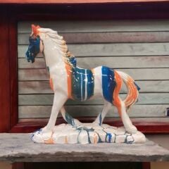 T.Concept Dekoratif Sakin Beyaz At Biblo Renkli 35 x 35 cm