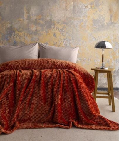 AP Trusty Terracota Tek Kişilik Jakar Desenli Battaniye 160x220 cm