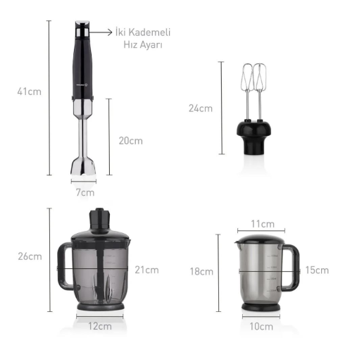 Korkmaz Performix Mega Dayanıklı  Blender Set Siyah Renk A449