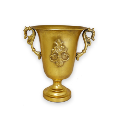 Metal Vazo Vintage Eskitme Altın Dekoratif Şık Saksı 35*28*48,5 Cm