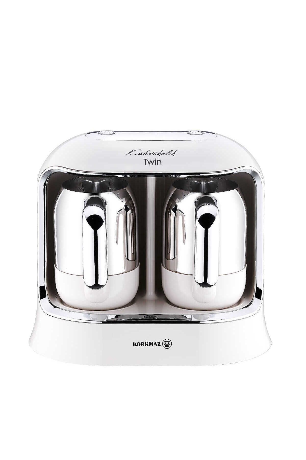 KORKMAZ Kahvekolik Twin Kahve Makinesi Vanilya Krom