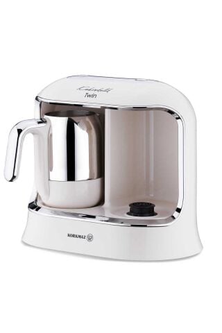 KORKMAZ Kahvekolik Twin Kahve Makinesi Vanilya Krom