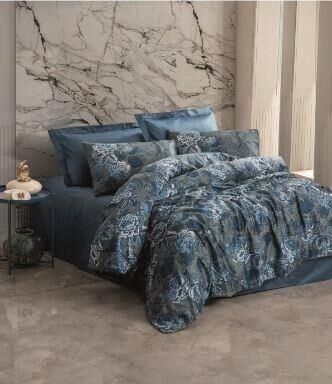 Cotton Saten Ç.K.Liza Petrol  Nevresim Takımı