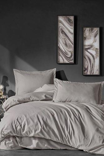 Elegant Stripe Ç.K. Bej Nevresim Takımı