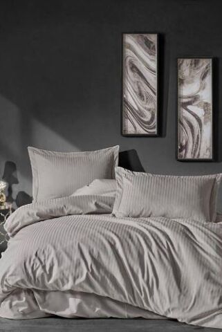 Elegant Stripe Ç.K. Bej Nevresim Takımı