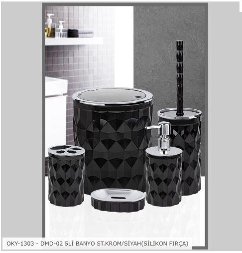 Kosova Diamond 5'li Banyo Seti Siyah/Krom OKY-1303 Dmd-02
