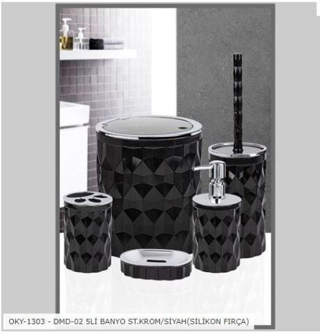 Kosova Diamond 5'li Banyo Seti Siyah/Krom OKY-1303 Dmd-02