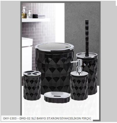 Kosova Diamond 5'li Banyo Seti Siyah/Krom OKY-1303 Dmd-02