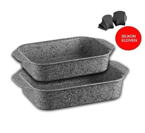 Brioni Stone-Age Çizilmez Yanmaz Yapışmaz 2'li Fırın Tepsi Seti