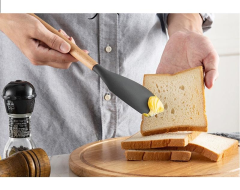 Mien Bambu Saplı Silikon Yan Spatula Siyah