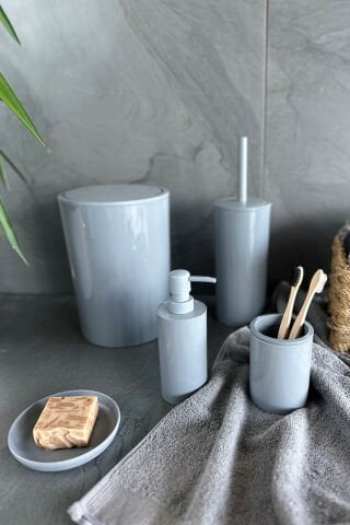 Prima Nova Flores 5'li Banyo Seti  Gri