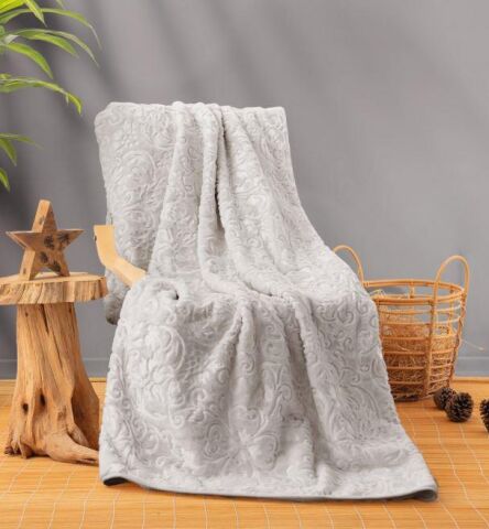 Cotton Box Emboss Çift Kişilik Battaniye Taş