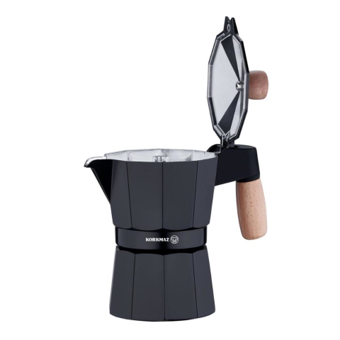 Korkmaz Etna Dayanıklı  3 Fincan Moka Pot 150 ml Siyah Renk A5572