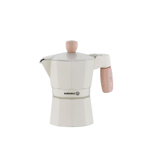 Korkmaz Etna Dayanıklı  3 Fincan Moka Pot 150 ml Beyaz Renk A5571