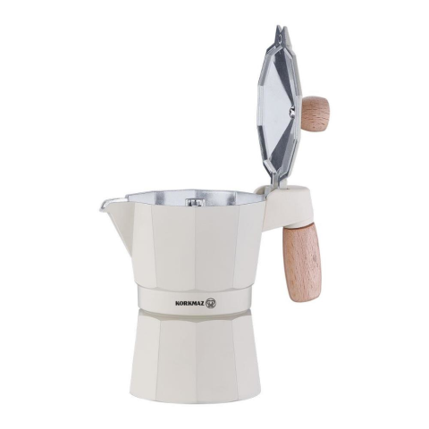 Korkmaz Etna Dayanıklı  3 Fincan Moka Pot 150 ml Beyaz Renk A5571