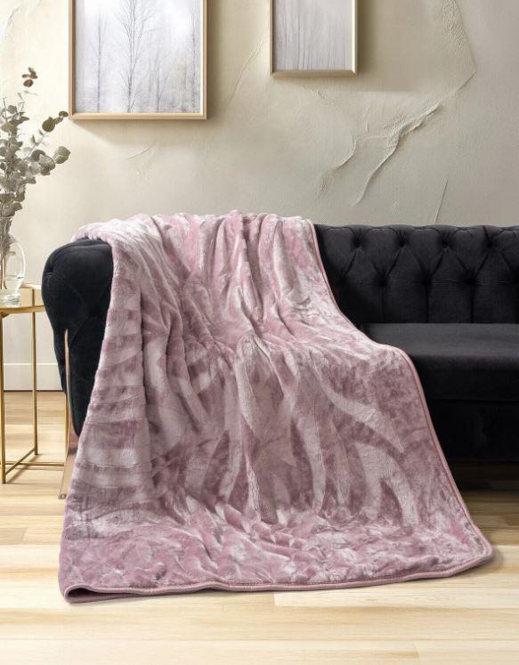 Cotton Box Emboss Çift Kişilik Battaniye Gül Kurusu