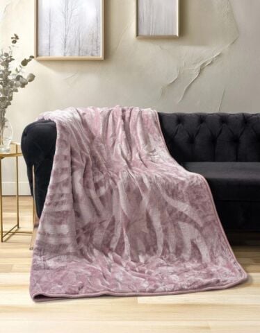 Cotton Box Emboss Çift Kişilik Battaniye Gül Kurusu