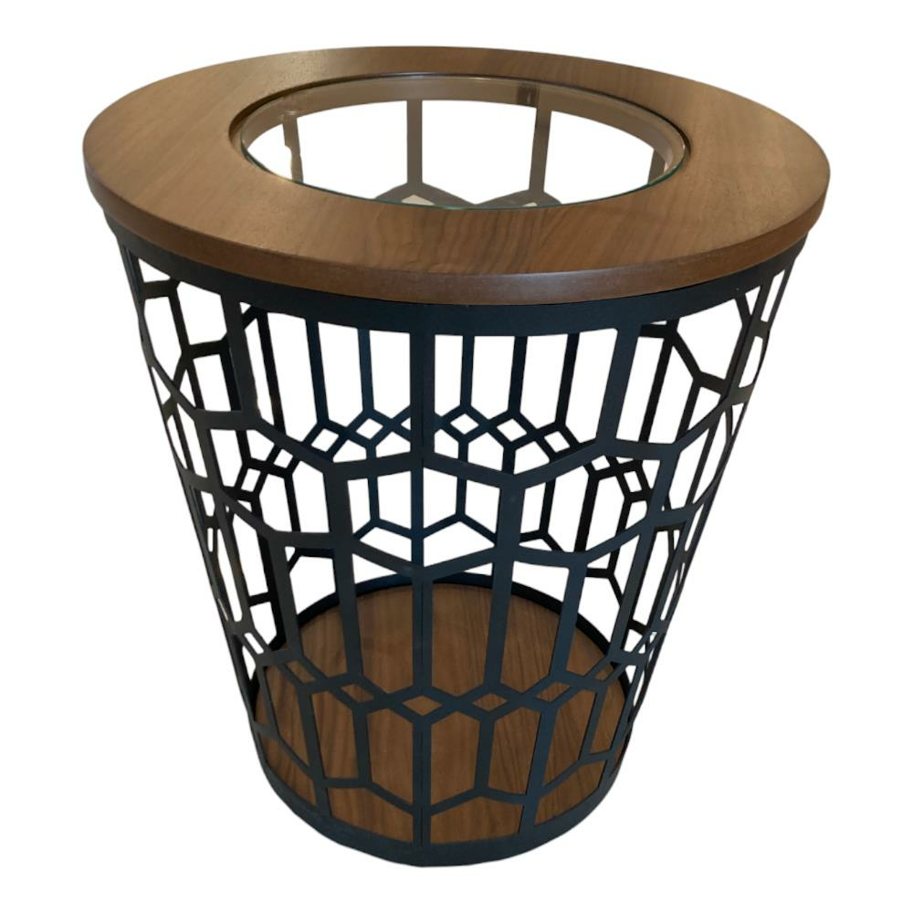 T.Concept Dekoratif Ahşap Camlı Yan Sehpa 48 cm