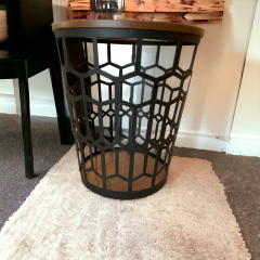 T.Concept Dekoratif Ahşap Camlı Yan Sehpa 48 cm