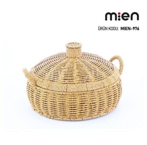 Kapaklı Sepet Bambu Rattan