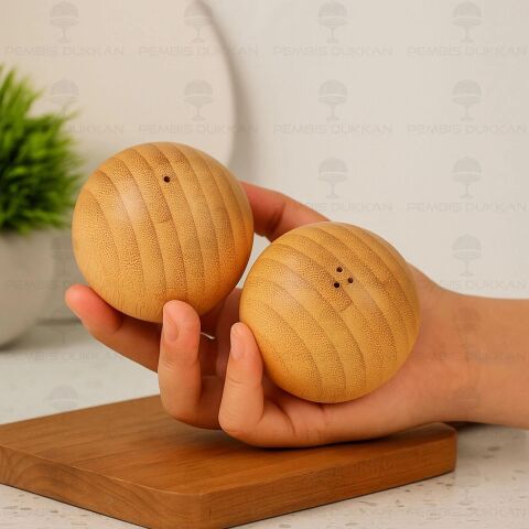 Mien 2li Bambu Yuvarlak Tuzluk Biberlik