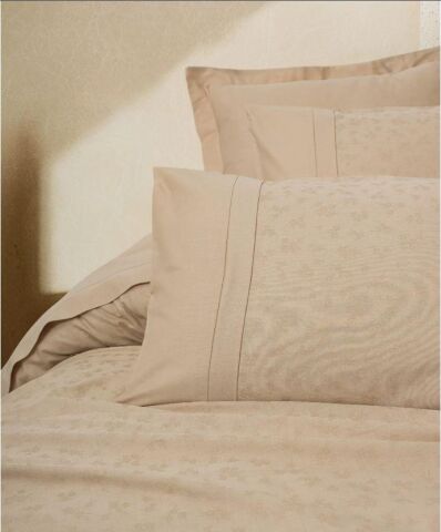 Cotton Box Jakarlı Saten Çift Kişilik Nevresim Takımı Florita Bej