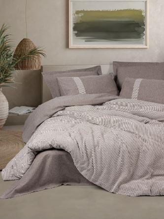 Ribbed Linje Kahve Çk Nevresim Takımı