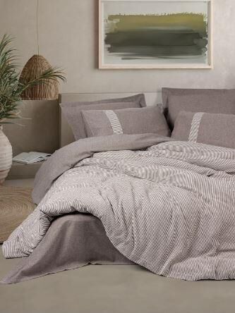 Ribbed Linje Kahve Çk Nevresim Takımı