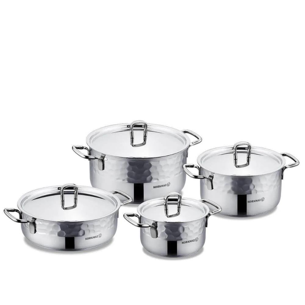Korkmaz Erna Dayanıklı  Tencere Seti Inox 8 Parça A1963-1