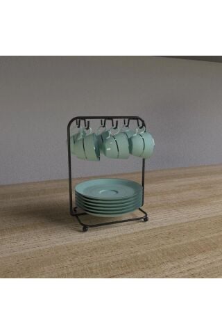 6 lLı Fincan Standı Siyah