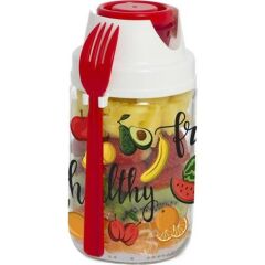 Her Evin Meyve Desenli Çatallı Kavanoz 660 ml