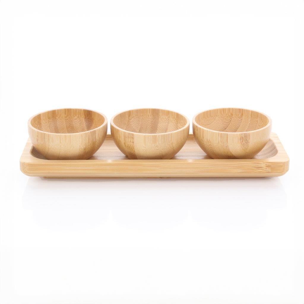 Mien 3lü Bambu Kase Seti Tabaklı