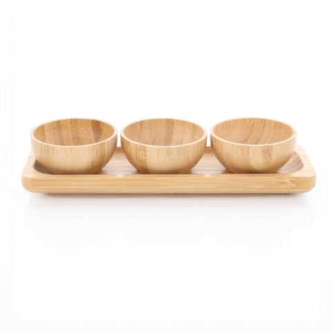 Mien 3lü Bambu Kase Seti Tabaklı
