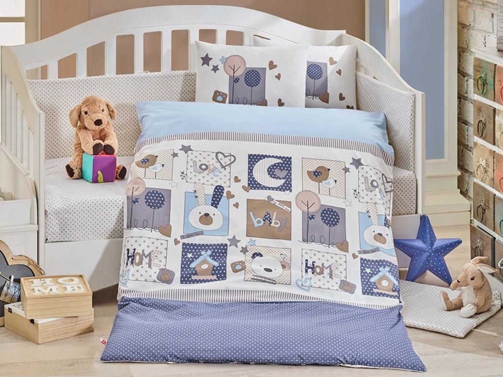 Sweet Home %100 Pamuk Bebek Nevresim Takımı Mavi