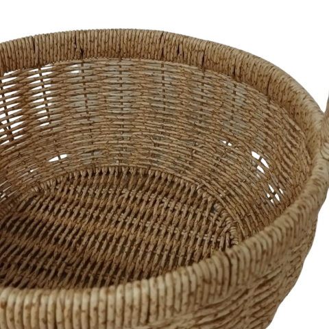 Mien Dekoratif Dayanıklı Rattan Kulplu Yuvarlak Çok Amaçlı Sepet Büyük  Boy 827
