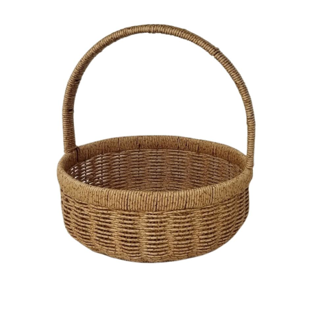 Mien Dekoratif Dayanıklı Rattan Kulplu Yuvarlak Çok Amaçlı Sepet Büyük  Boy 827