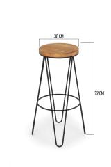T.Concept Florawood Exclusive Ahşap Döküm Yuvarlak Tabure 72 cm