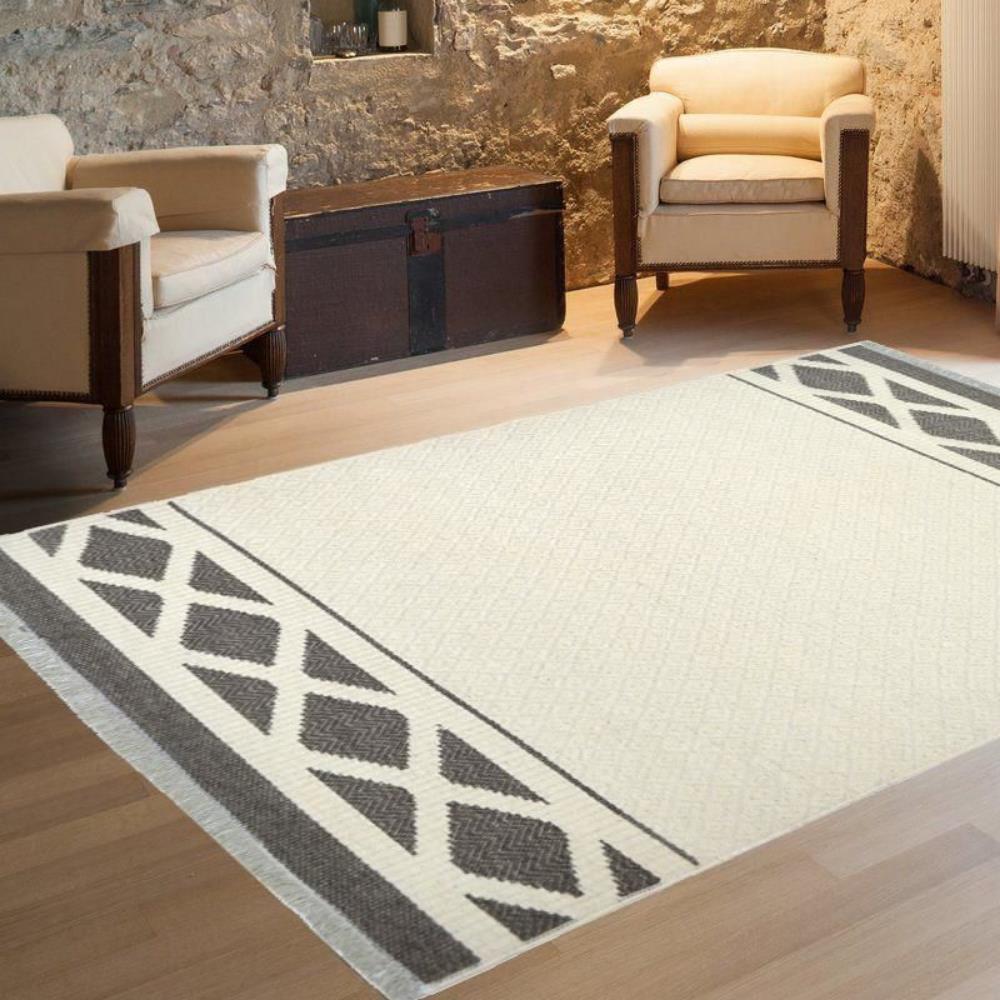 T.Concept Yün Lüks Kilim Krem Gri 150 x 105 cm