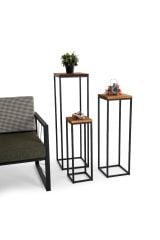 T.Concept Florawood 3’lü Doğal Ahşap Raf Çiçeklik