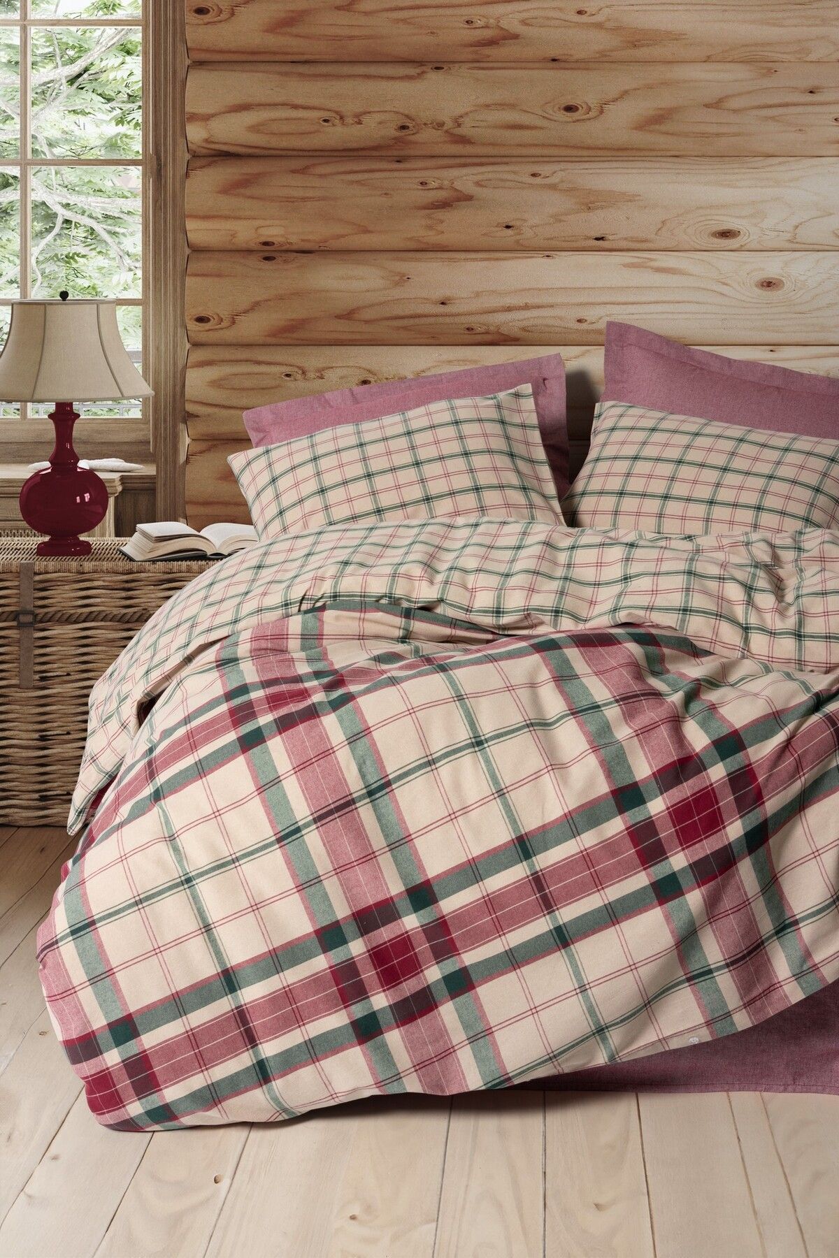 Cotton Box Warm Flanel Çift Kişilik Nevresim Takımı Jamil Bordo