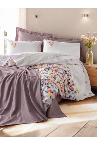 Cotton Box Vivid Çift Kişilik Pikeli Nevresim Takımı Flurry Lila