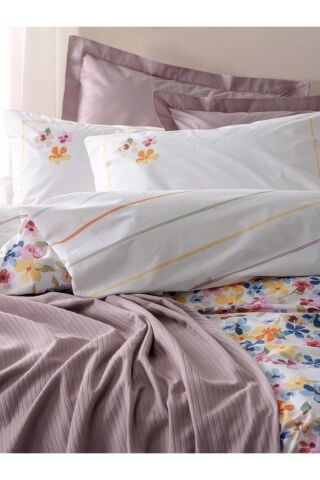 Cotton Box Vivid Çift Kişilik Pikeli Nevresim Takımı Flurry Lila