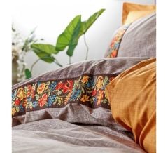 Cotton Box Folk Art Ranforce Çift Kişilik Nevresim Takımı Vizon