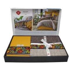 Cotton Box Folk Art Ranforce Çift Kişilik Nevresim Takımı Vizon