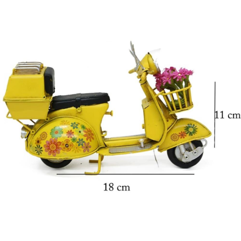T.Concept Dekoratif Dayanıklı Metal Scooter Sepetli Sarı  Renk C1323