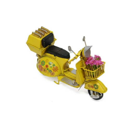 T.Concept Dekoratif Dayanıklı Metal Scooter Sepetli Sarı  Renk C1323