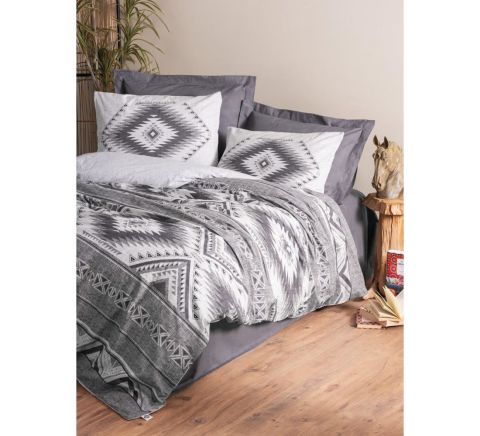 Cotton Box Ethnic Delos Complete Set Tek Kişilik Nevresim Takımı Antrasit