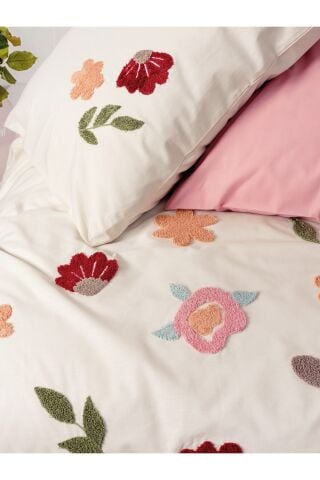Cotton Box Puff Nakışlı Çift Kişilik Nevresim Takımı Blossom Somon