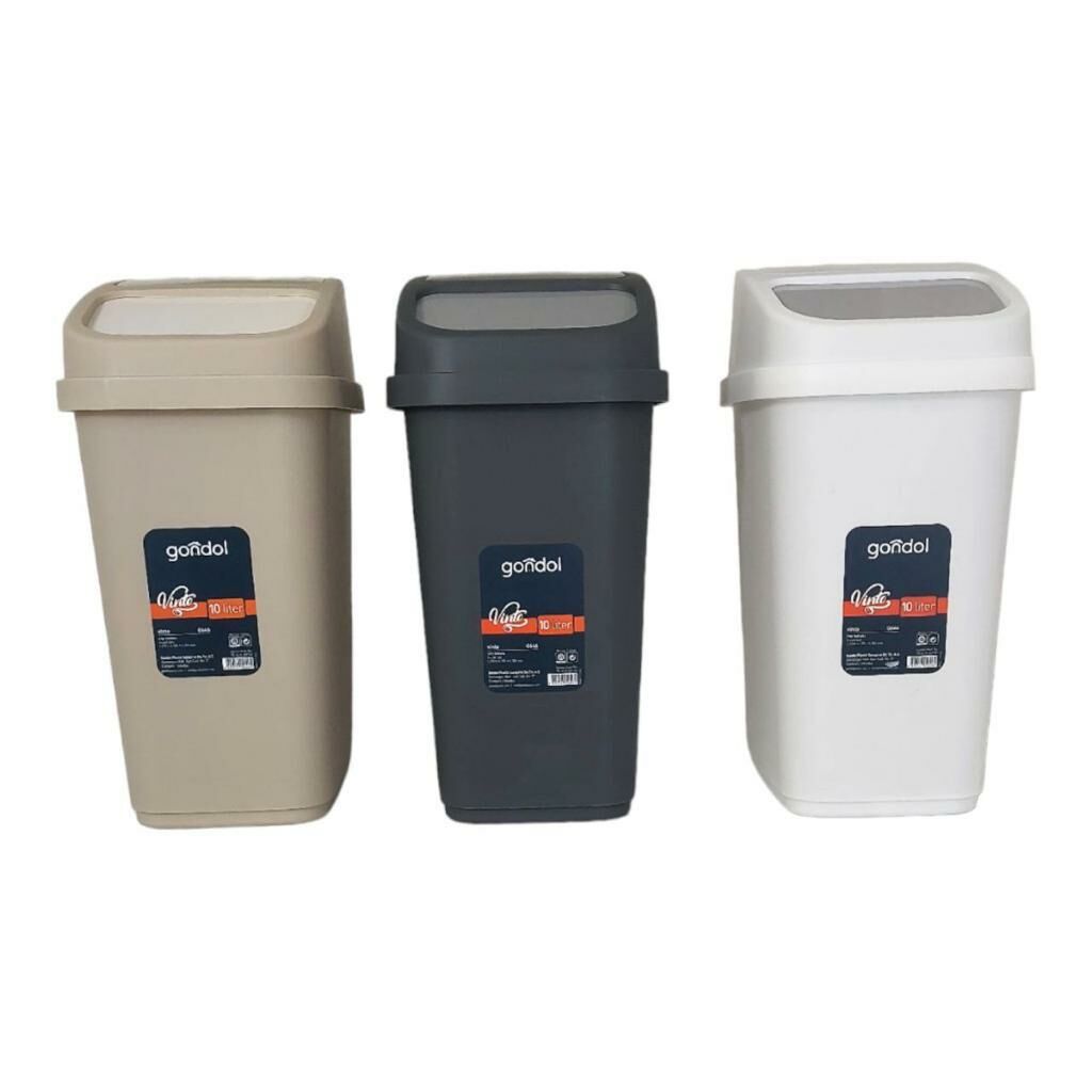 Gondol Vinto Kapaklı Çöp Kovası, Plastik 10 Lt Kombin Renkli