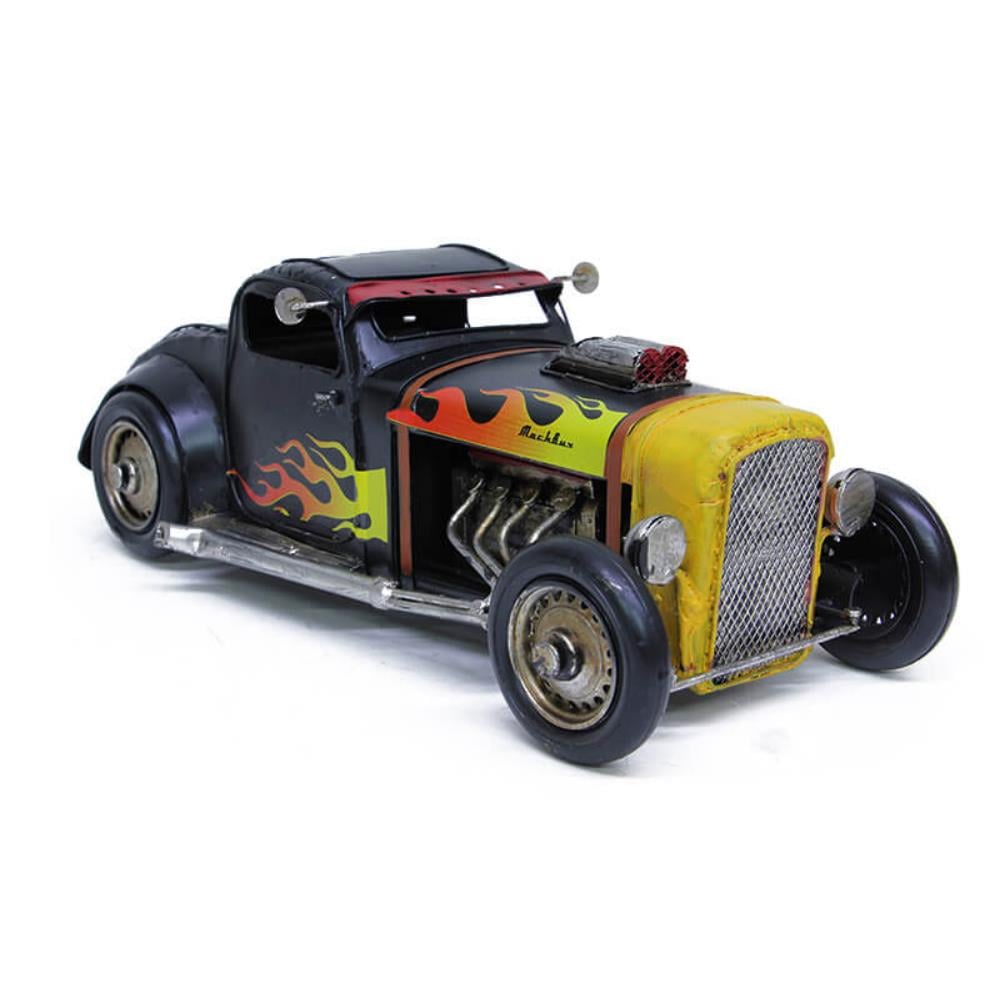 T.Concept Dekoratif Dayanıklı Metal Nostaljik Ateş Desenli Araba Siyah Renk C0948
